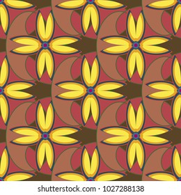 New color seamless pattern with many flower.