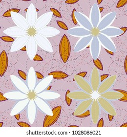 New color seamless pattern with many flower.