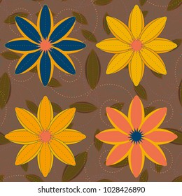New color seamless pattern with many flower.