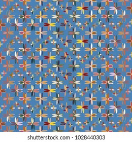 New color seamless pattern with many flower.