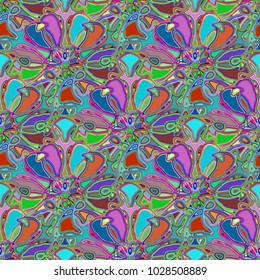 New color seamless pattern with many flower.