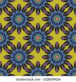 New color seamless pattern with many flower.