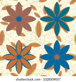 New color seamless pattern with many flower.