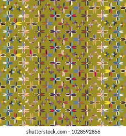 New color seamless pattern with many flower.
