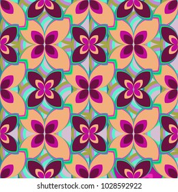 New color seamless pattern with many flower.