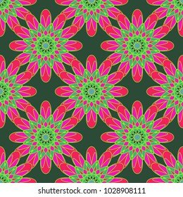 New color seamless pattern with many flowers.