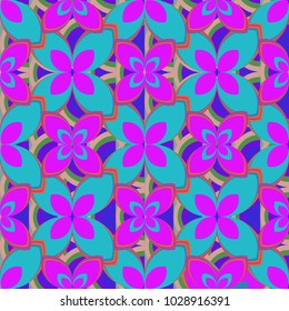 New color seamless pattern with many flower.