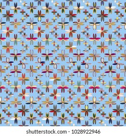 New color seamless pattern with many flowers. 