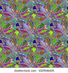 New color seamless pattern with many flower.