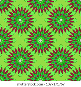 New color seamless pattern with many flower.