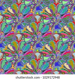 New color seamless pattern with many flower.