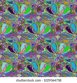 New color seamless pattern with many flower.
