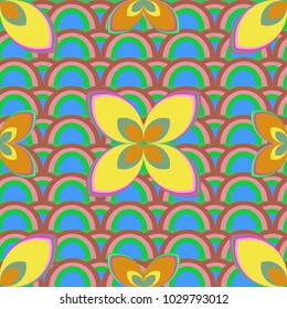 New color seamless pattern with many flower.