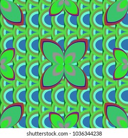 New color seamless pattern with many flower.