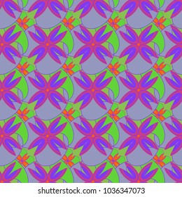 New color seamless pattern with many flower.