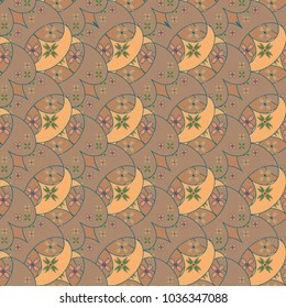 New color seamless pattern with many flower.