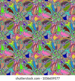 New color seamless pattern with many flower.