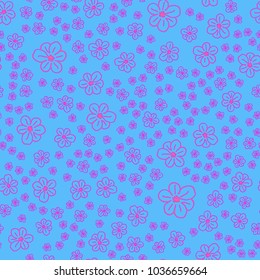 New color seamless pattern with many flower.