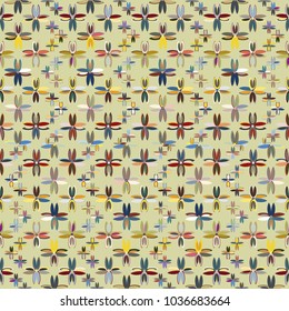 New color seamless pattern with many flower.