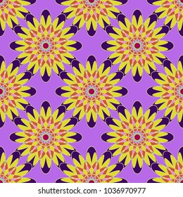 New color seamless pattern with many flower.