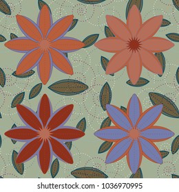 New color seamless pattern with many flower.