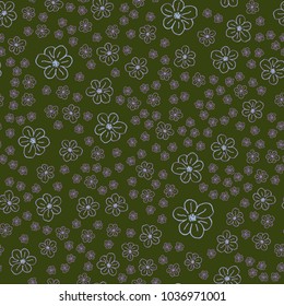 New color seamless pattern with many flower.