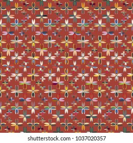 New color seamless pattern with many flower.