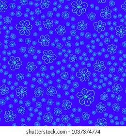 New color seamless pattern with many flower.