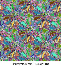 New color seamless pattern with many flower.