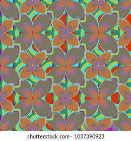 New color seamless pattern with many flower.