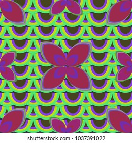 New color seamless pattern with many flower.