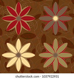 New color seamless pattern with many flower.
