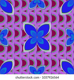 New color seamless pattern with many flower.