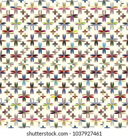 New color seamless pattern with many flower.