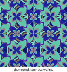 New color seamless pattern with many flower.