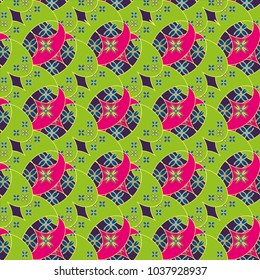 New color seamless pattern with many flower.