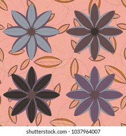 New color seamless pattern with many flower.
