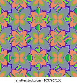 New color seamless pattern with many flower.