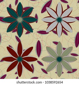 New color seamless pattern with many flower.