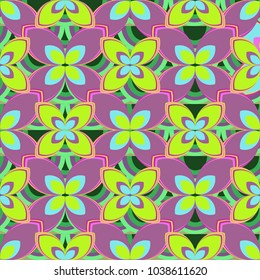 New color seamless pattern with many flower.