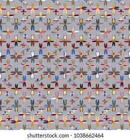 New color seamless pattern with many flower.