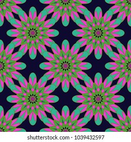 New color seamless pattern with many flower.