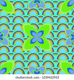 New color seamless pattern with many flower.