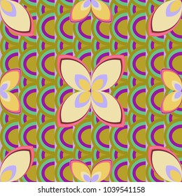 New color seamless pattern with many flower.