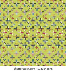 New color seamless pattern with many flower.