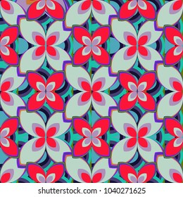 New color seamless pattern with many flower.