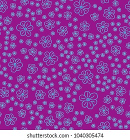 New color seamless pattern with many flower.