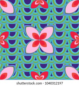 New color seamless pattern with many flower.
