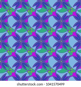 New color seamless pattern with many flower.