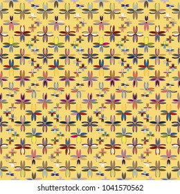 New color seamless pattern with many flower.